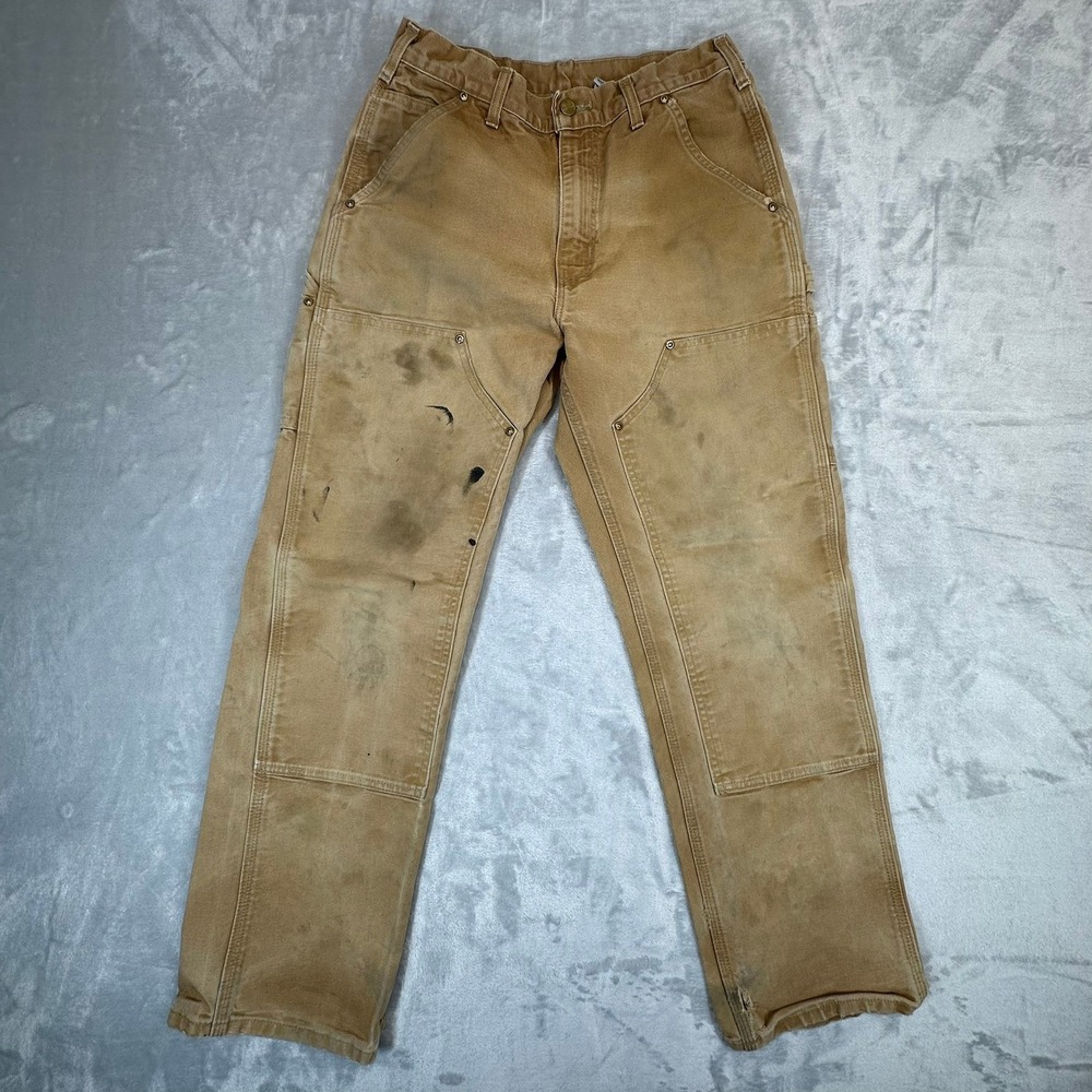 Carhartt Pants Mens 30x30 Brown B01 Double Knee Vintage Made in USA Canvas Duck